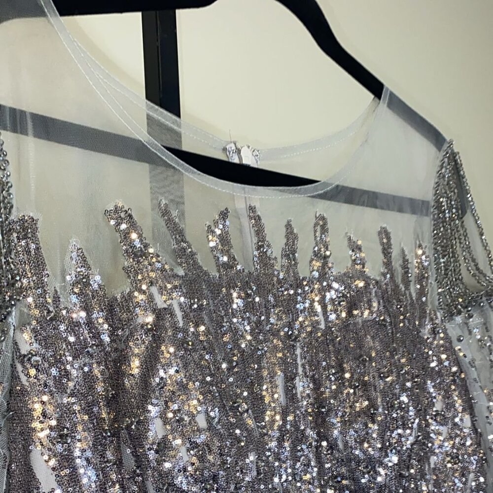 MAC DUGGAL LONG SLEEVE DRESS WITH JEWEL INLAY - Picture 2 of 10